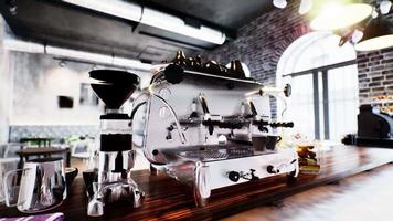 close-up of the coffee machines that are operating automatical