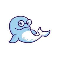 Whale character illustration vector design
