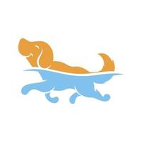 Dog swimming illustration vector design