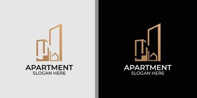 Minimalist apartment logo with line art style logo design vector