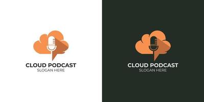 minimalist podcast cloud logo set vector