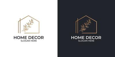 conjunto de logotipo de decoración del hogar femenino dibujado a mano vector