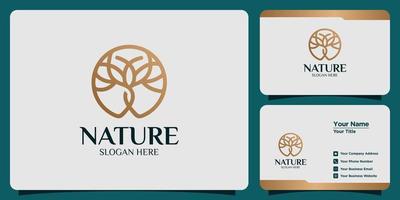 nature logo set with line and business card style vector