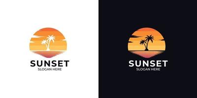 conjunto de logotipo de puesta de sol minimalista moderno vector