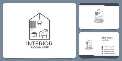 conjunto de elegantes logotipos interiores minimalistas y tarjetas de visita vector