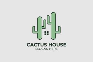 conjunto de logotipo de cactus en casa estilo moderno vector