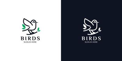 minimalist linear style bird logo set vector