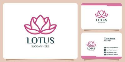 set of lotus flower logos and business cards vector