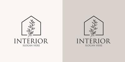 hand drawn minimalist interior logo set vector