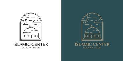 set of islamic center logo with monoline style vector