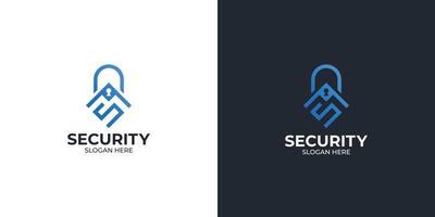 security logo set combination with technology vector