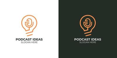 conjunto de logotipos de ideas de podcast minimalista vector