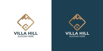 conjunto de combinación de logotipo de villa con montaña vector