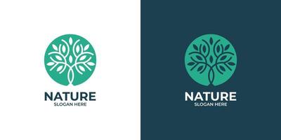 linear style nature tree logo set