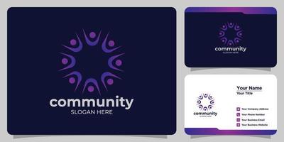 conjunto de logotipos comunitarios simples y tarjetas de visita vector