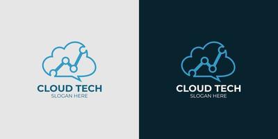 minimalist elegant cloud tech logo set vector