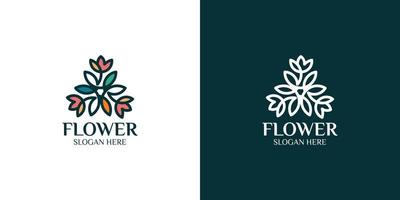 conjunto de logotipos de flores de colores vector