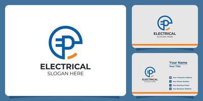 electrical logo set and branding business card vector
