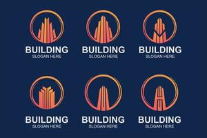 set logo building for company and agency vector