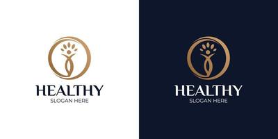 healthy modern and simple logo set vector