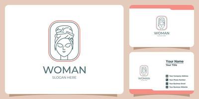 minimalist beauty abstract logo salon and spa silhouette shape concept logo and business card template vector