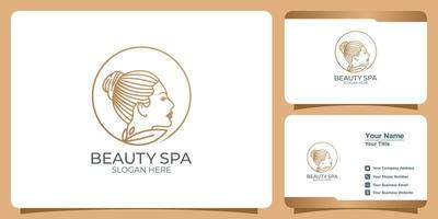 Minimalist beauty Logo set with line art style logo design and business card template vector