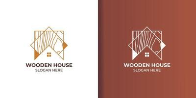 wooden house logo set for industry vector
