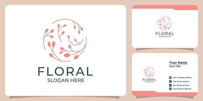 conjunto de plantillas de logotipo floral dibujadas a mano para belleza y tarjetas de visita vector