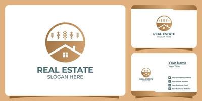 conjunto de logotipo y tarjeta de visita de bienes raíces vector
