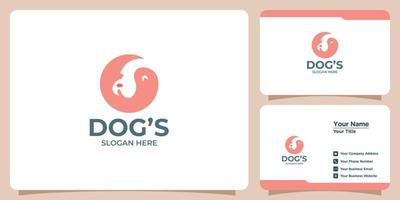 logotipo de perro minimalista con diseño de logotipo moderno y tarjeta de visita vector