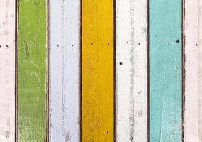 Closeup of the painted plank table in the vintage style. photo