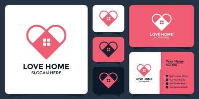 minimalist love home logo design template vector