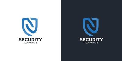 set of combination security logos with letter N vector