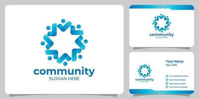 set of simple community logos and business cards vector