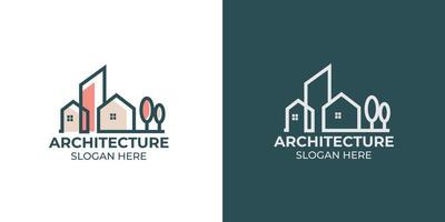 Minimalist architecture logo with line art style logo design and business card template vector