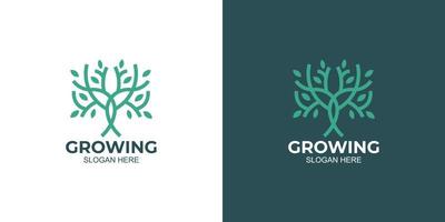 conjunto de logotipos en crecimiento en un estilo minimalista vector