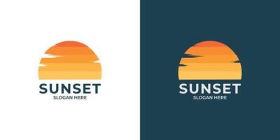 conjunto de logotipos de puesta de sol moderno y minimalista vector
