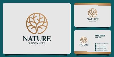 logotipo de la naturaleza con línea y estilo de tarjeta de visita vector