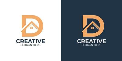 conjunto de logotipo de casa de combinación de letra d minimalista