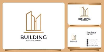 minimalist building logo and business card vector