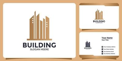 minimalist building logo and business card vector