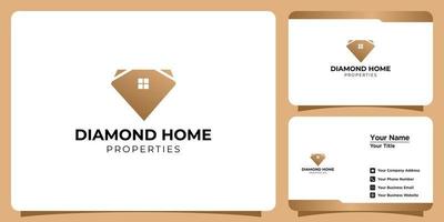 set of home diamond logos and business cards vector