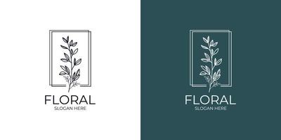 modern and minimalistic floral logo set vector