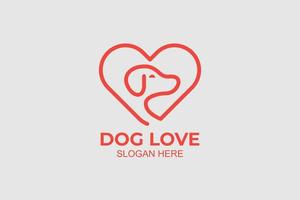 conjunto de logotipo de perro de amor simple y moderno vector