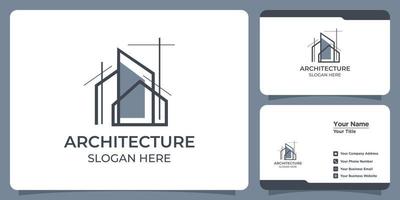 Set of elegant minimalist architectural logos and business cards vector