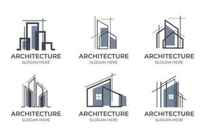 minimalist style architectural logo collection vector