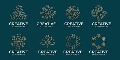 hand drawn flower logo set vector