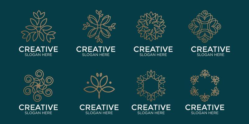 hand drawn flower logo set