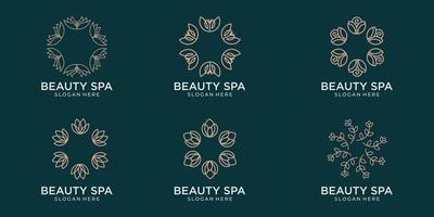 set of abstract floral logos for beauty and decoration vector