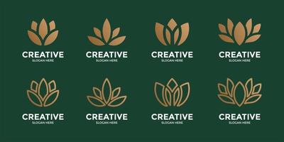 minimalist lotus flower logo collection vector